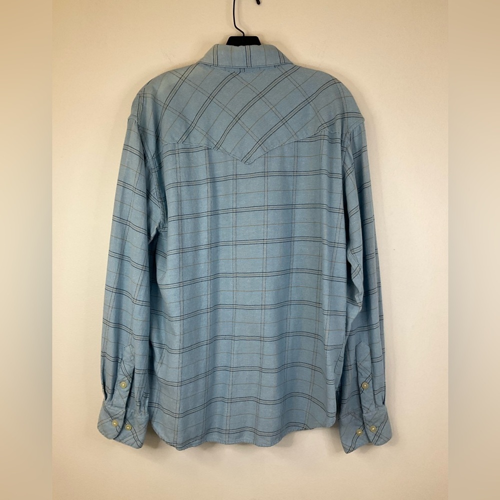 RESISTOL Double R Blue Plaid Button Front Long Sleeve Shirt, sz MD - Picture 3 of 11